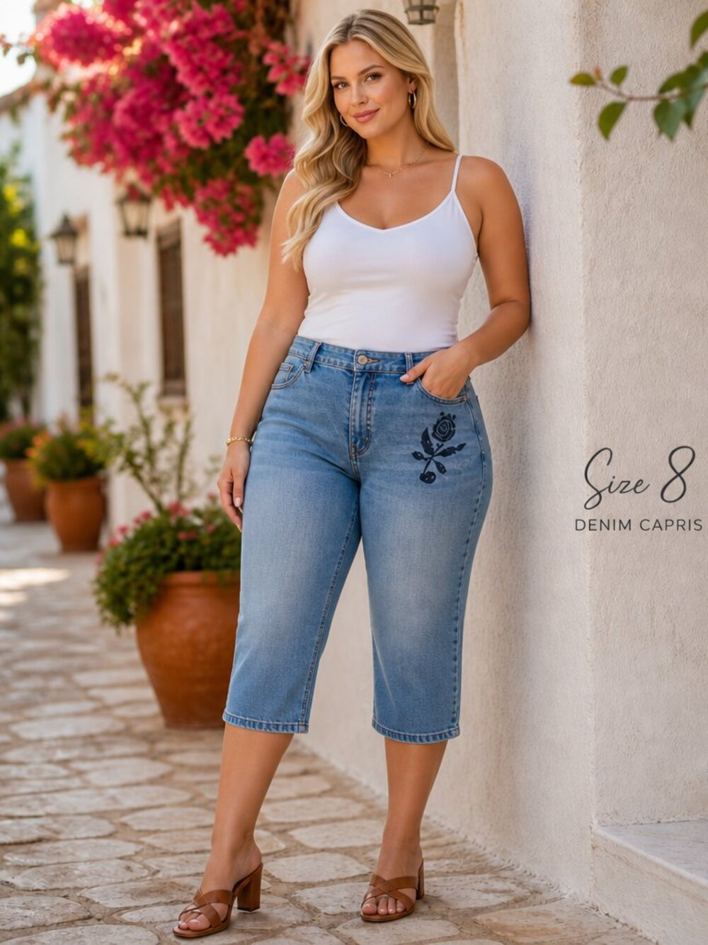 Levi’s Embroidered Denim Capris – Size 8, Chic Summer Style